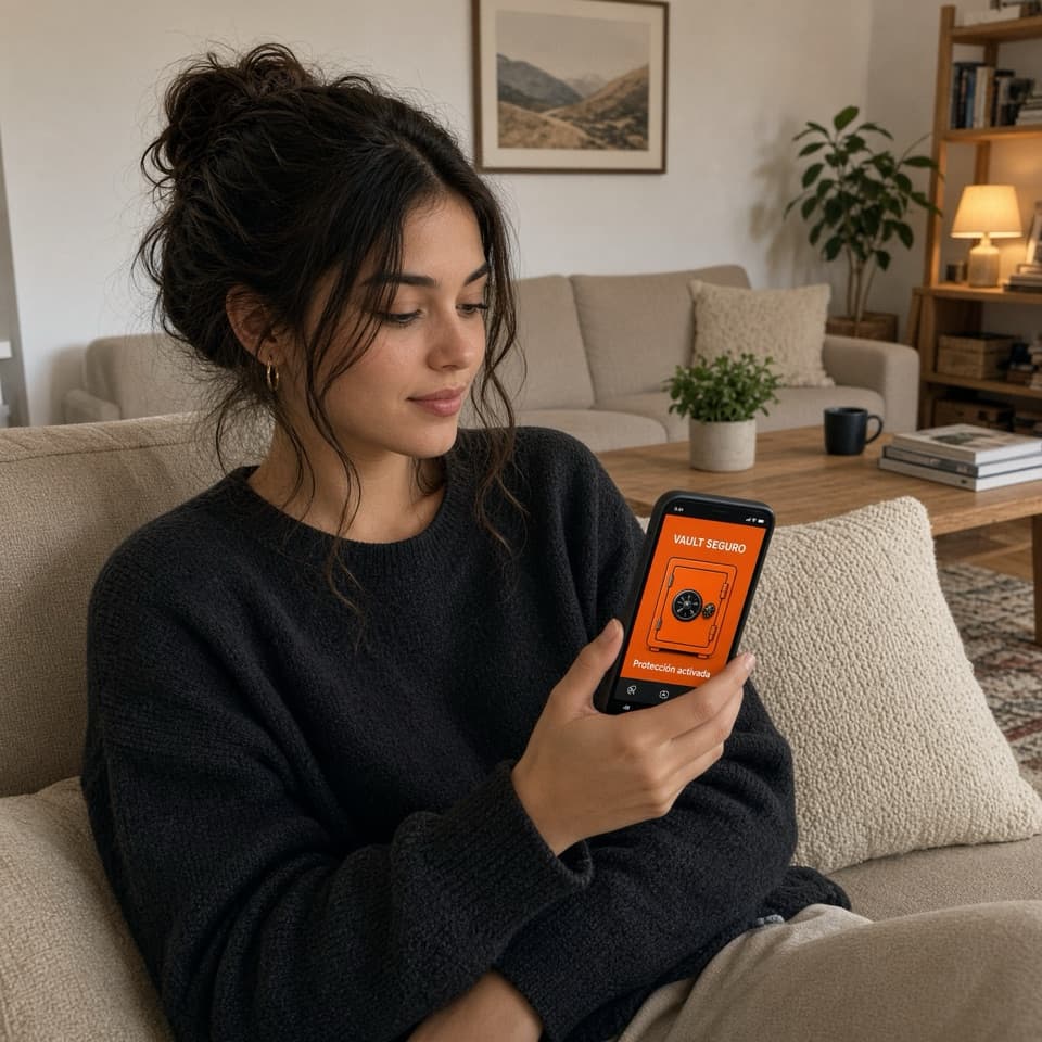 Una persona revisa su bóveda desde la app de Tropy